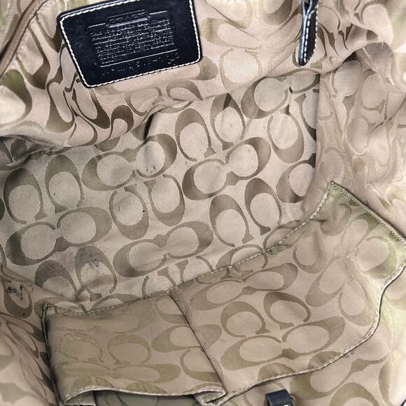 Vintage Coach Legacy Straw Tote Bag M05K-113 Black Leather Trim Y2K - Picture 8 of 9